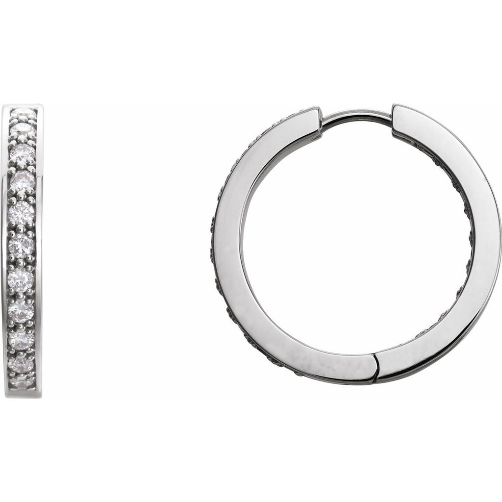 1/2 CTW Natural Diamond Inside-Outside 15 mm Hoop Earrings in 14k rose gold