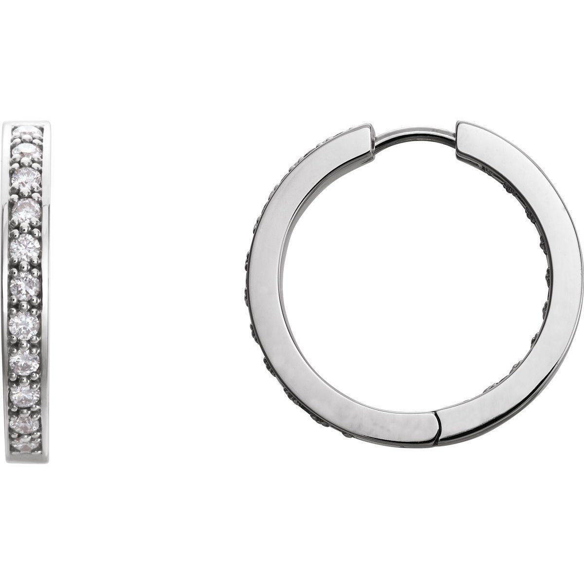 1/2 CTW Natural Diamond Inside-Outside 15 mm Hoop Earrings in 14k rose gold