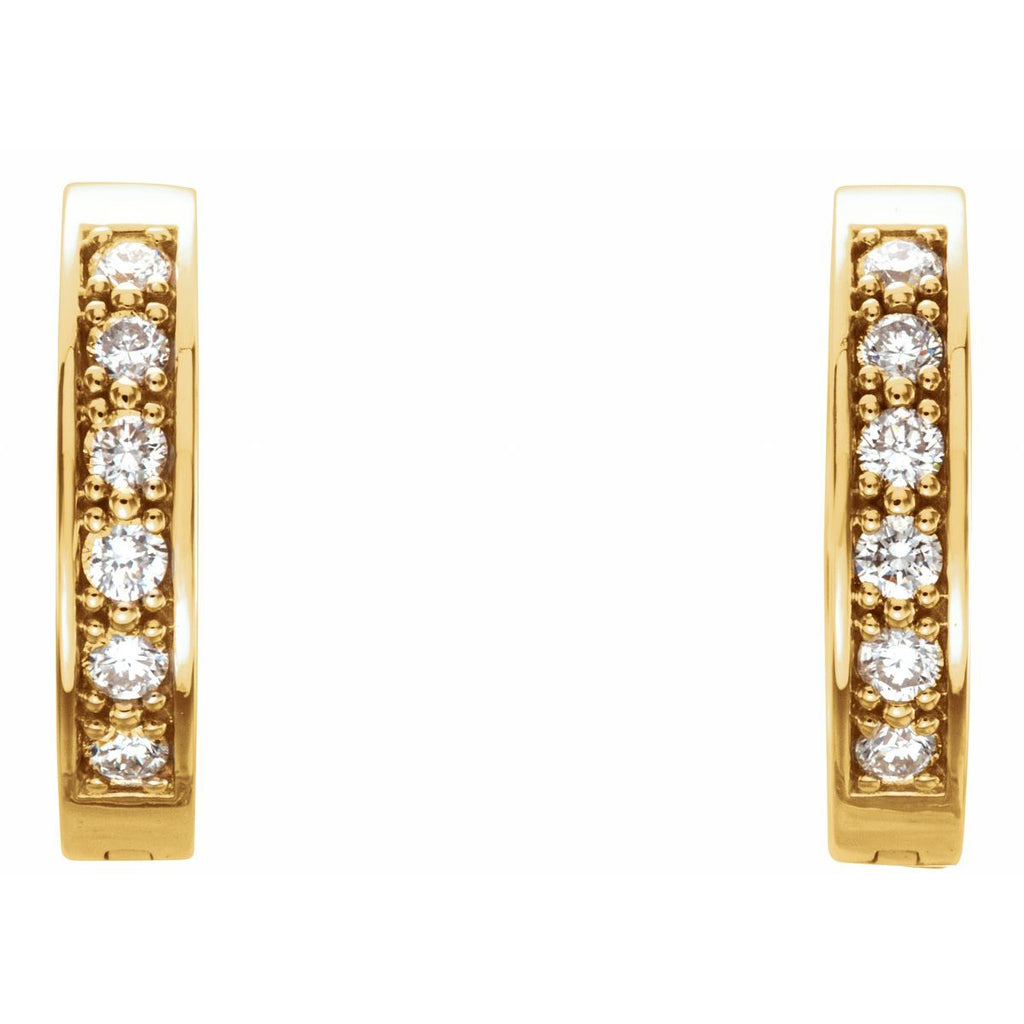 1/2 CTW Natural Diamond Inside-Outside 15 mm Hoop Earrings in 14k yellow gold