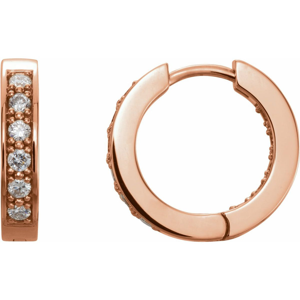 1/2 CTW Natural Diamond Inside-Outside 15 mm Hoop Earrings in 14k rose gold