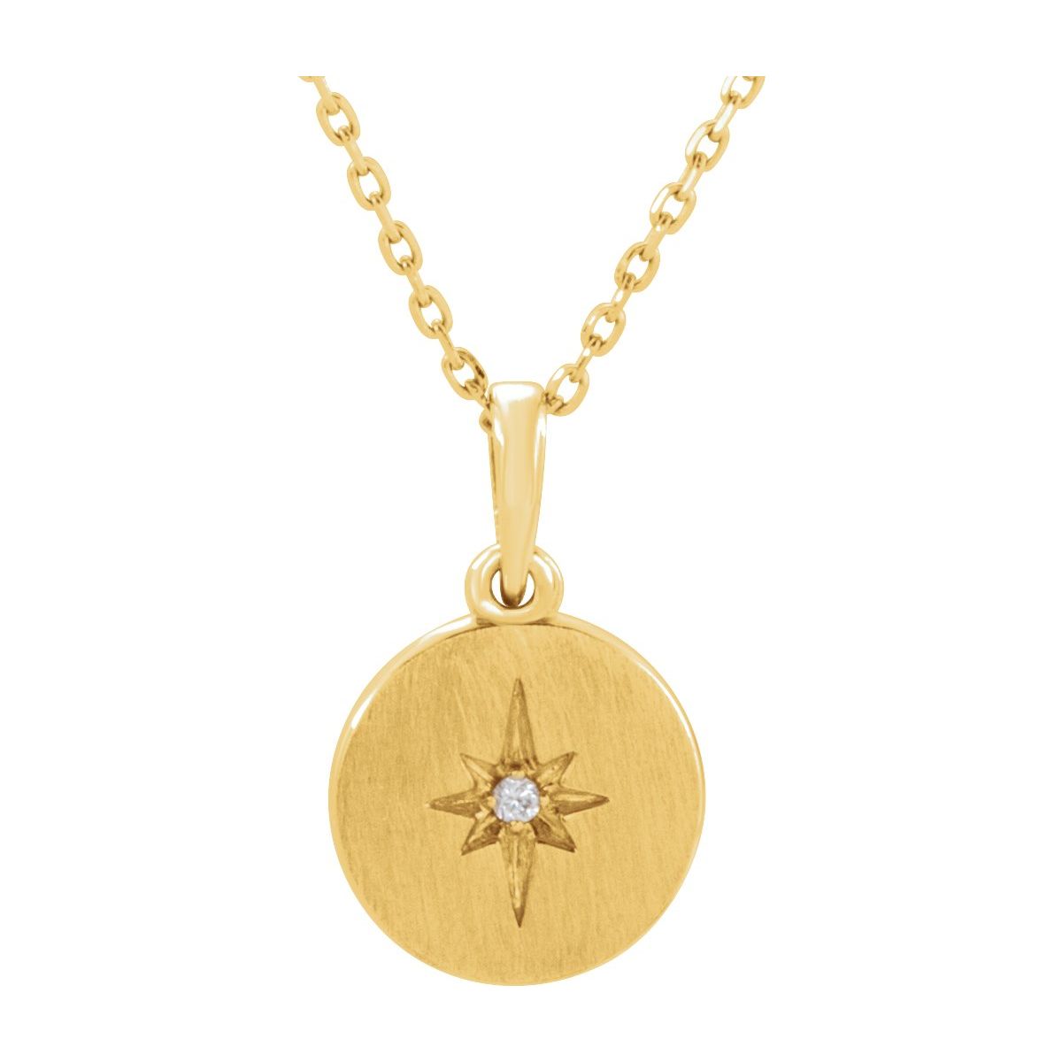 .01 CT Natural Diamond Star Necklace in 14k yellow gold