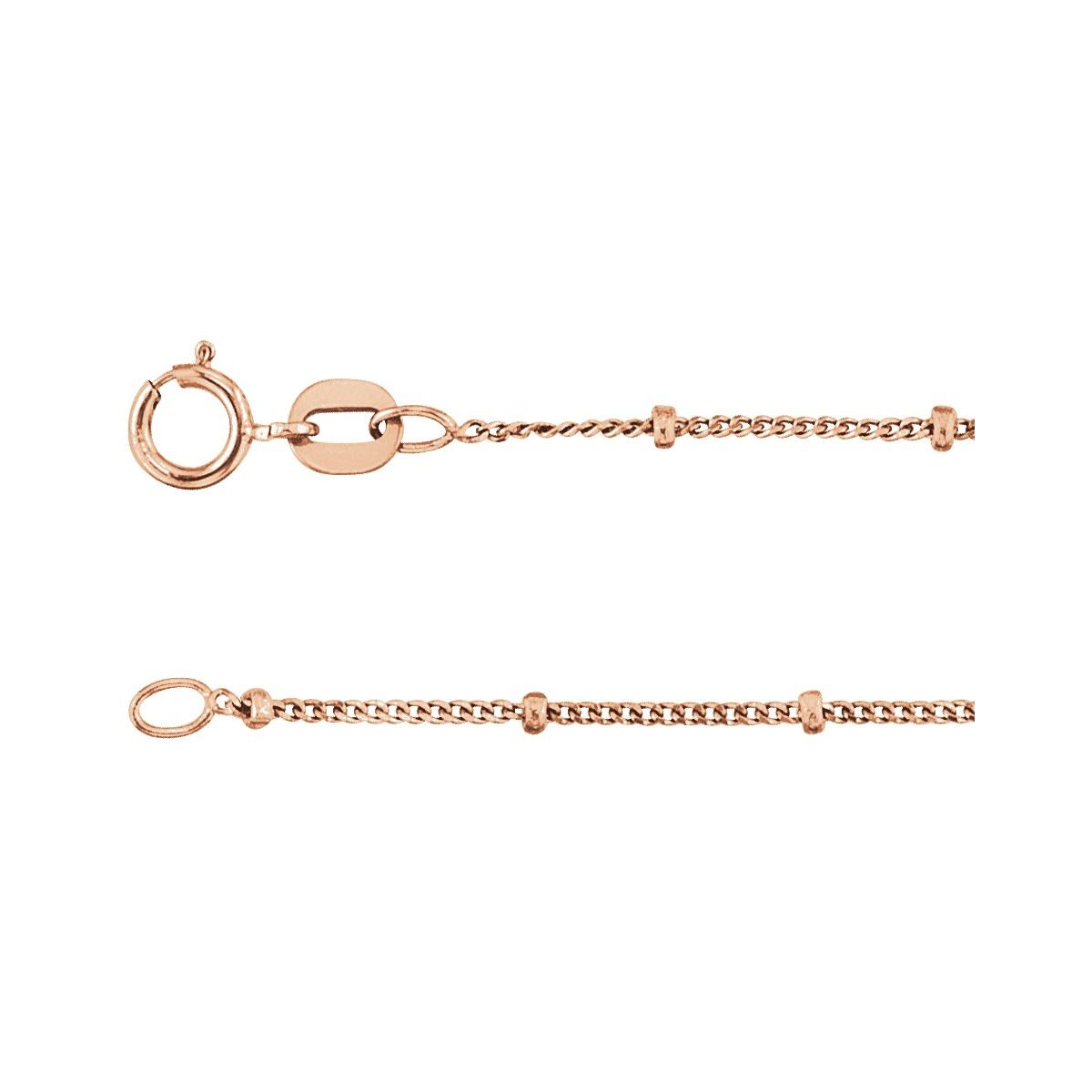 1 mm Beaded Curb Chain in 14k rose gold