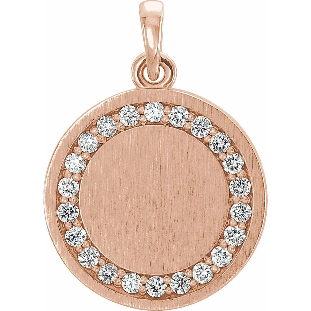 1/5 CTW Natural Diamond Engravable 16-18" Necklace in 14k rose gold