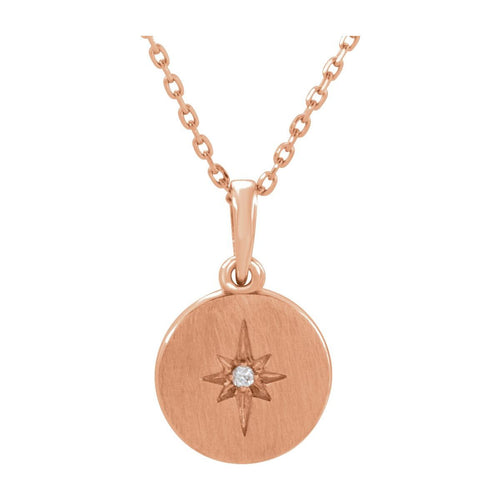 .01 CT Natural Diamond Star Necklace in 14k rose gold