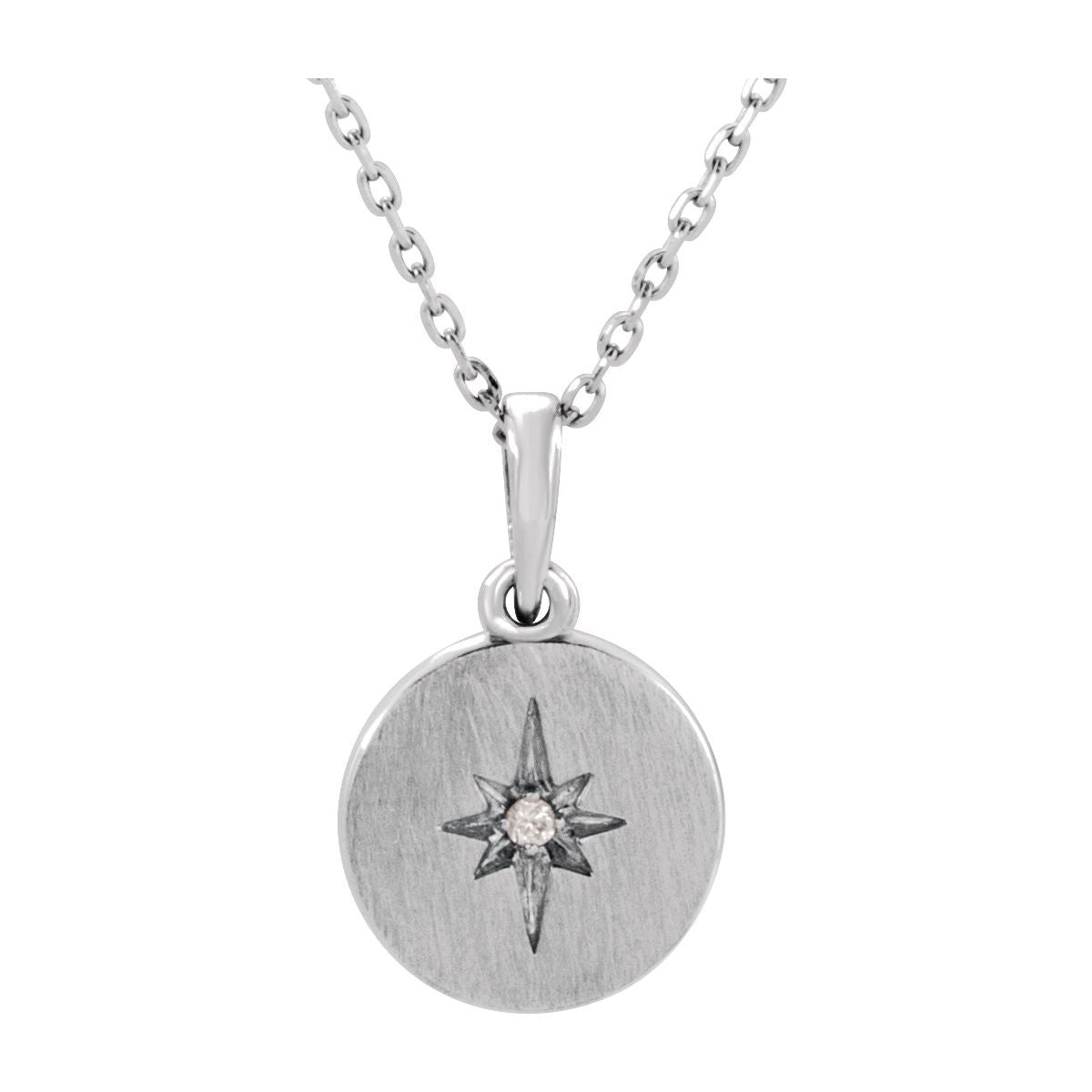 .01 CT Natural Diamond Star Necklace in 14k white gold