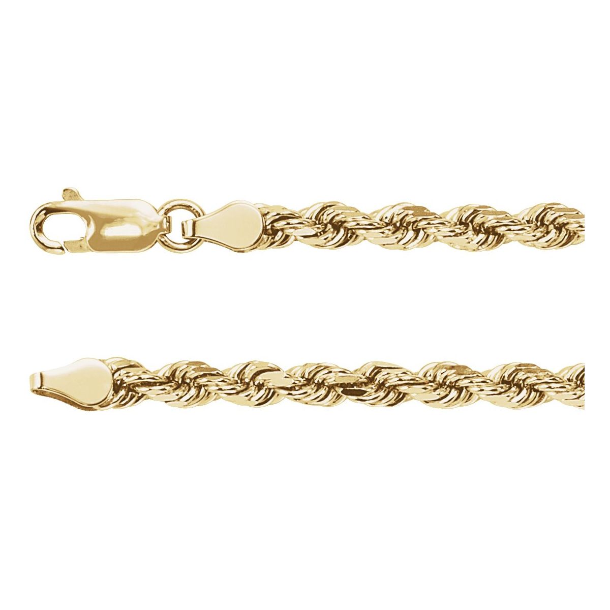 3.9 mm Diamond-Cut Rope Chain in 14k yellow gold