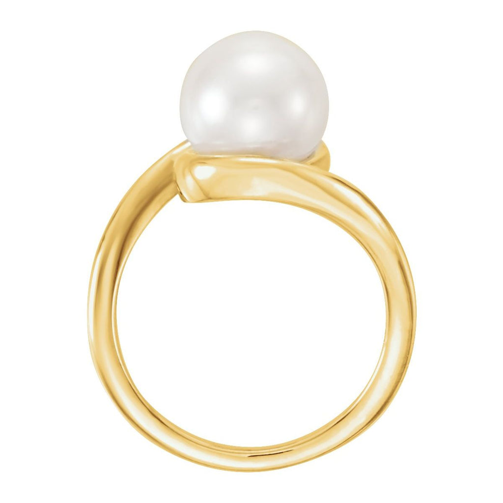 9.5-10 mm Cultured White Freshwater Pearl Ring in 14k yellow gold
