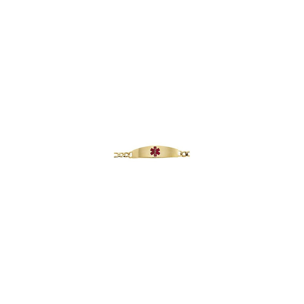 Medical Identification Red Enamel Bracelet in 14k yellow gold