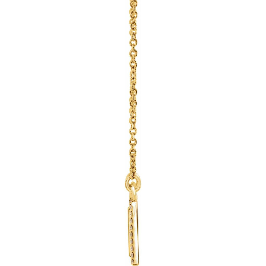 1/6 CTW Natural Diamond Engravable Bar Necklace in 14k yellow gold