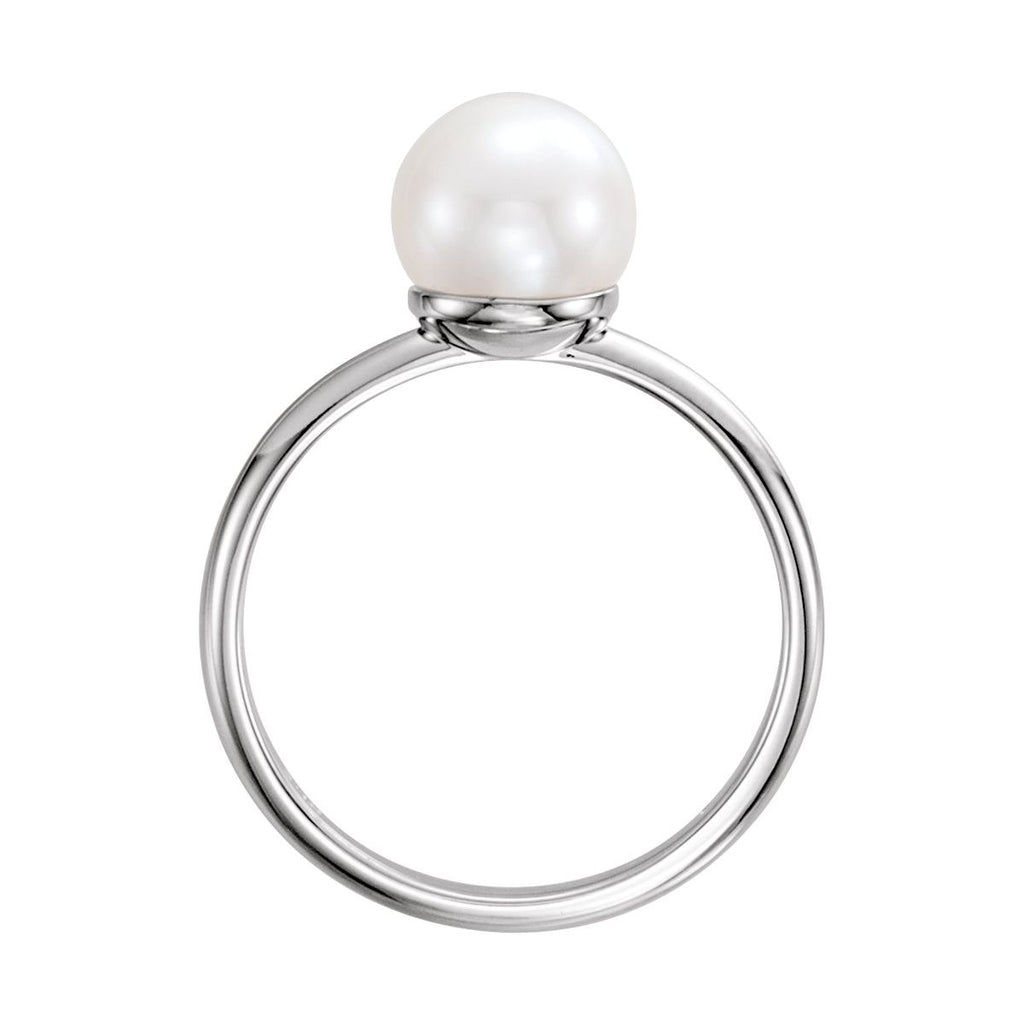 7.5-8 mm Cultured White Freshwater Pearl Ring