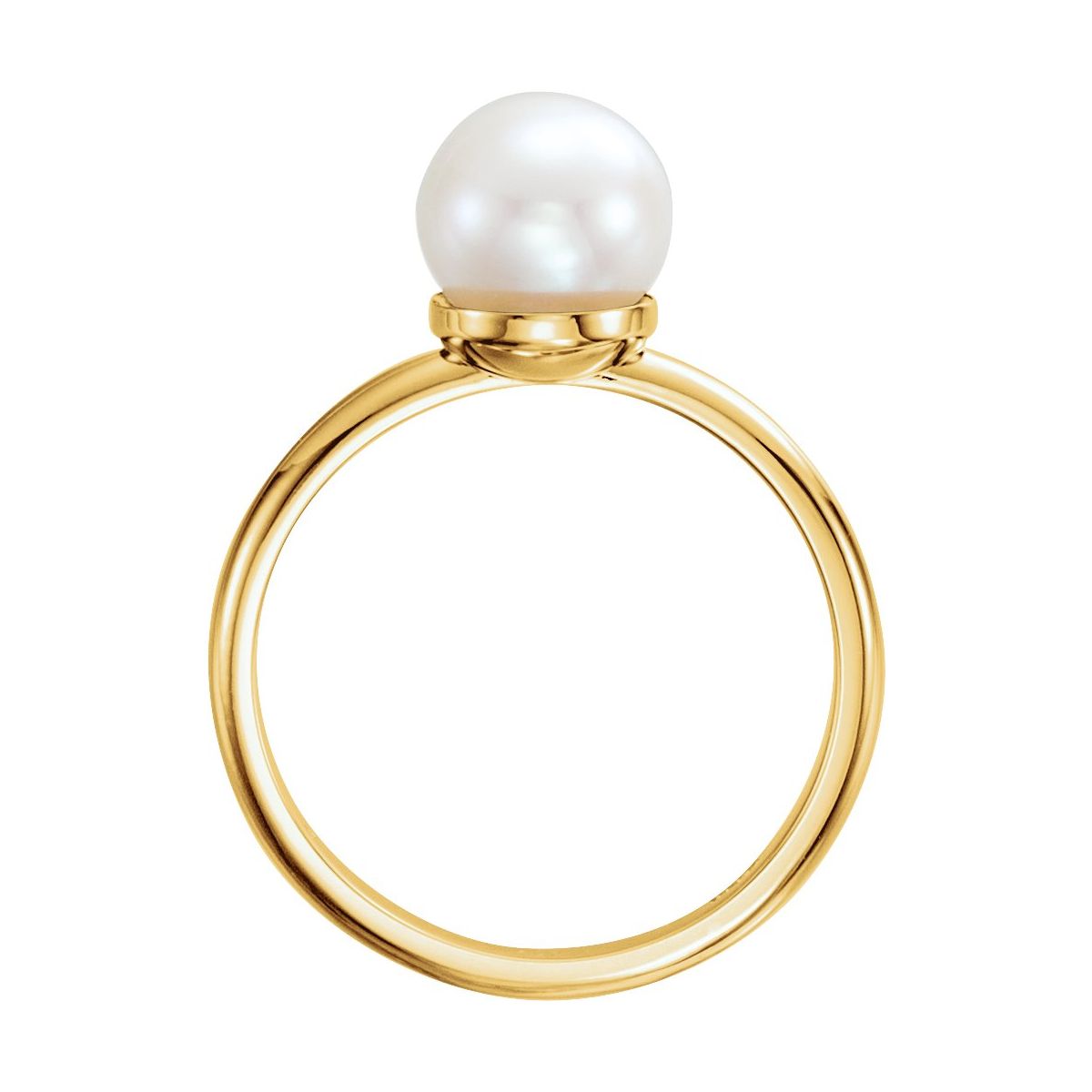 7.5-8 mm Cultured White Freshwater Pearl Ring in 14k yellow gold