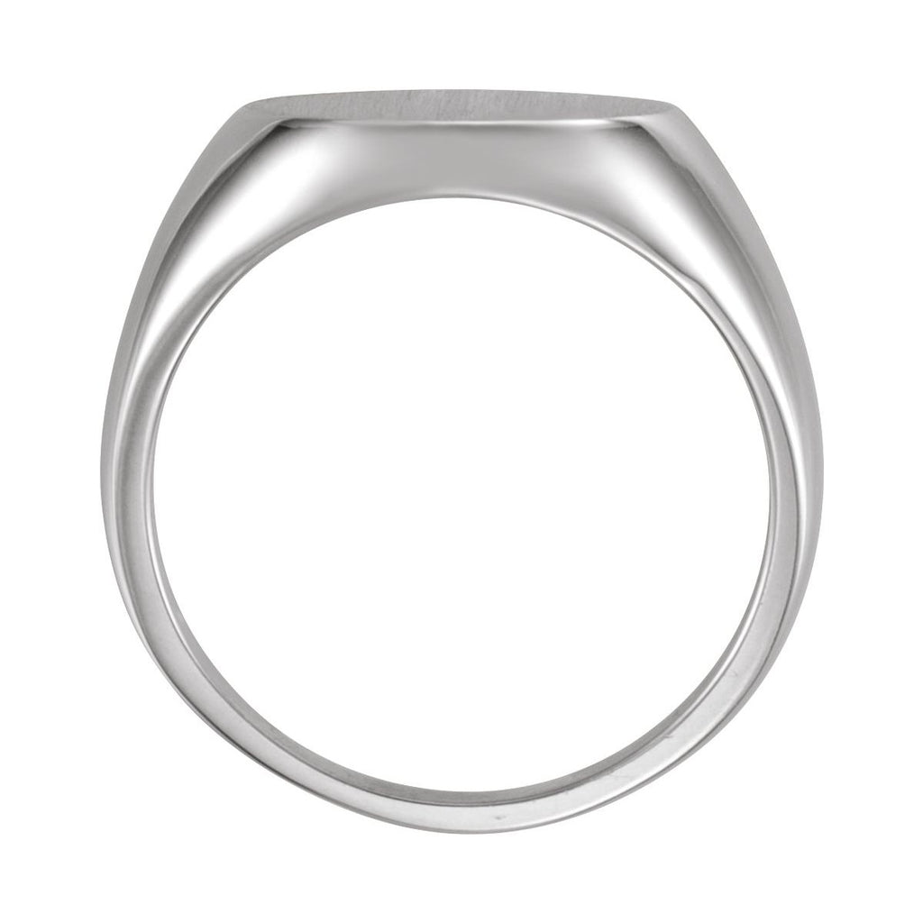 Round Signet Ring in 18k white gold