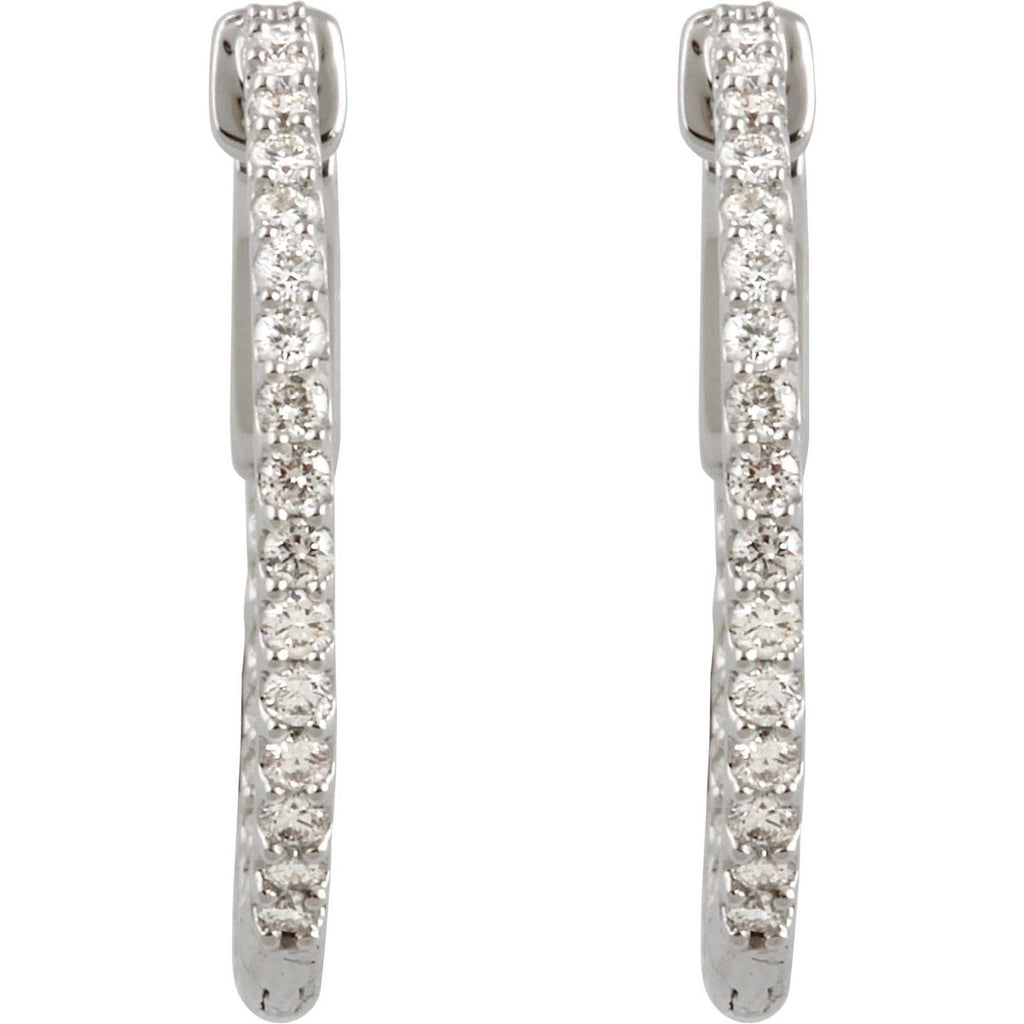 1/2 CTW Natural Diamond Inside-Outside 19 mm Hinged Hoop Earrings in platinum