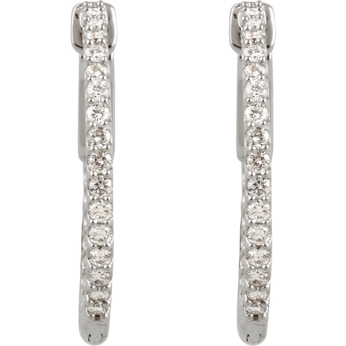 1/2 CTW Natural Diamond Inside-Outside 19 mm Hinged Hoop Earrings in platinum