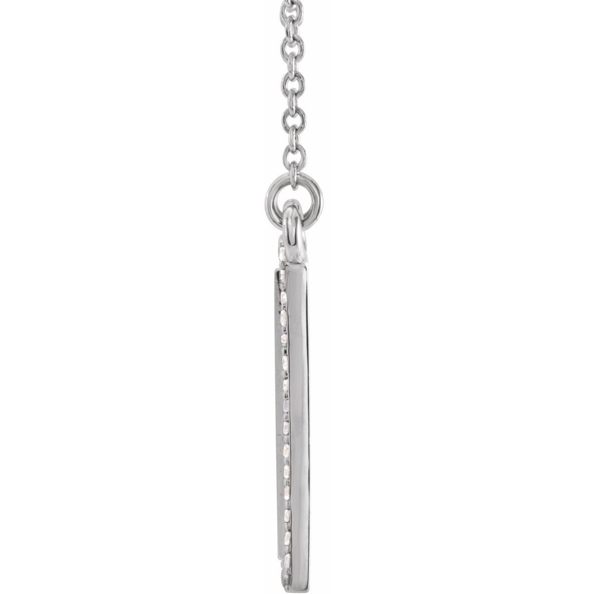 1/8 CTW Natural Diamond Engravable Rectangle Necklace in 14k white gold