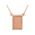1/8 CTW Natural Diamond Engravable Rectangle Necklace in 14k rose gold