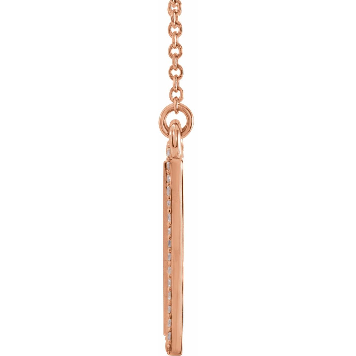 1/8 CTW Natural Diamond Engravable Rectangle Necklace in 14k rose gold