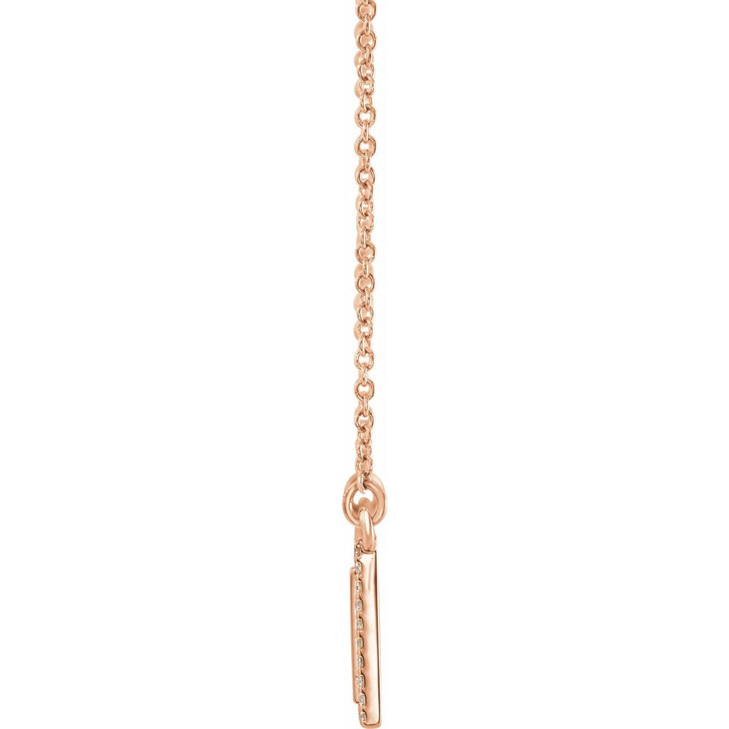 1/6 CTW Natural Diamond Engravable Bar Necklace in 14k rose gold