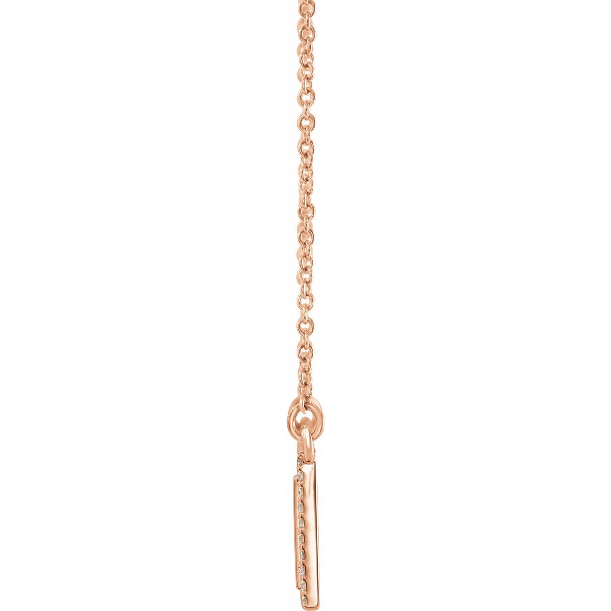 1/6 CTW Natural Diamond Engravable Bar Necklace in 14k rose gold
