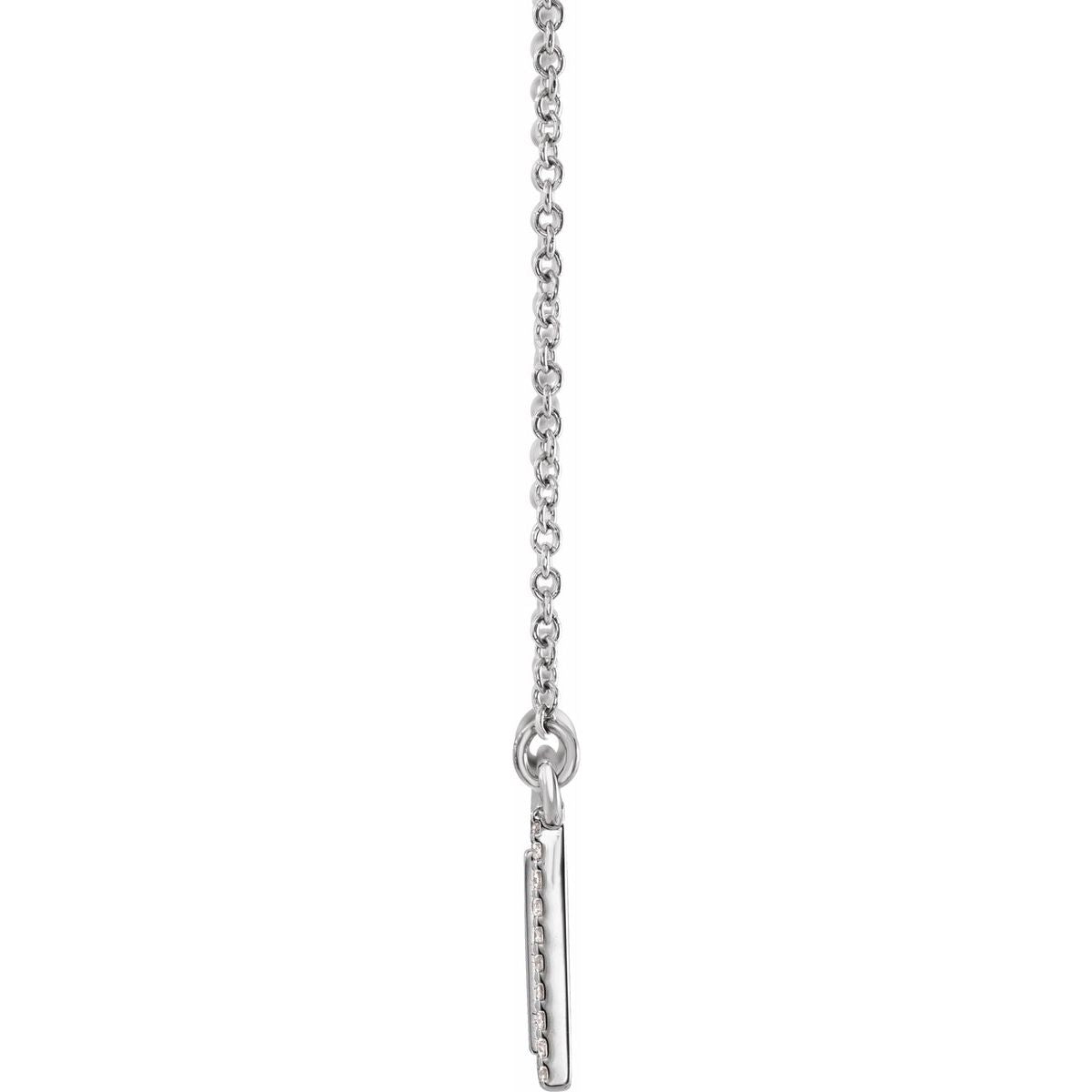 1/6 CTW Natural Diamond Engravable Bar Necklace in 14k white gold