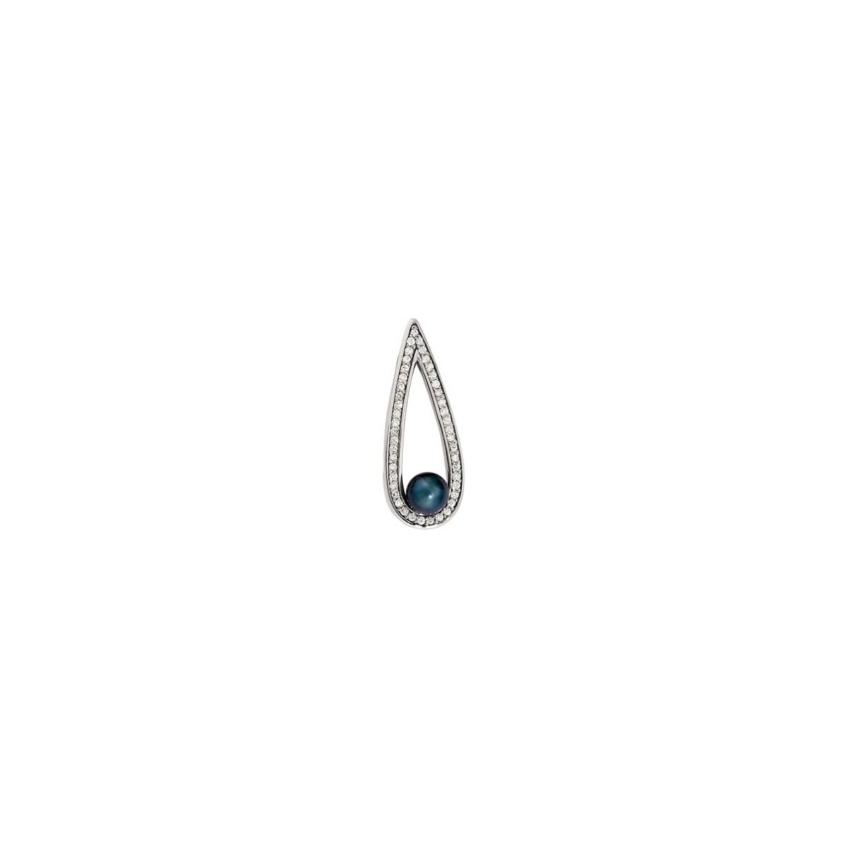 Cultured Black Akoya Pearl & 1/2 CTW Natural Diamond Pendant in 14k white gold