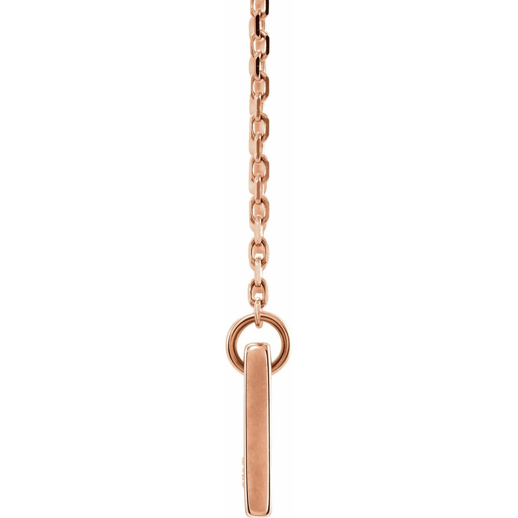 .03 CT Natural Diamond Engravable Bar Necklace in 14k rose gold