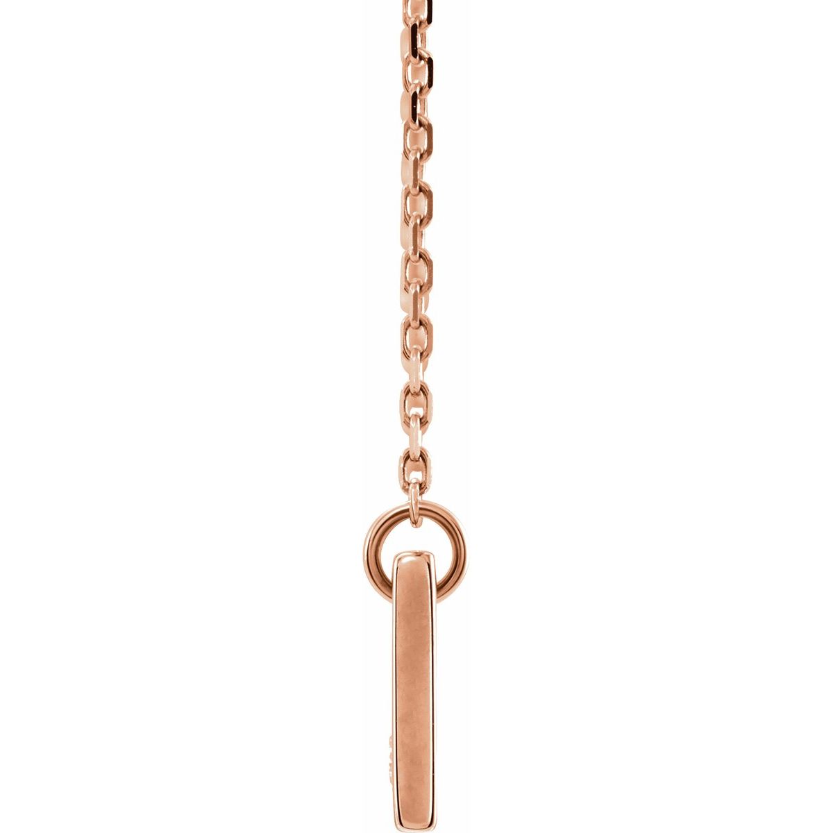 .03 CT Natural Diamond Engravable Bar Necklace in 14k rose gold