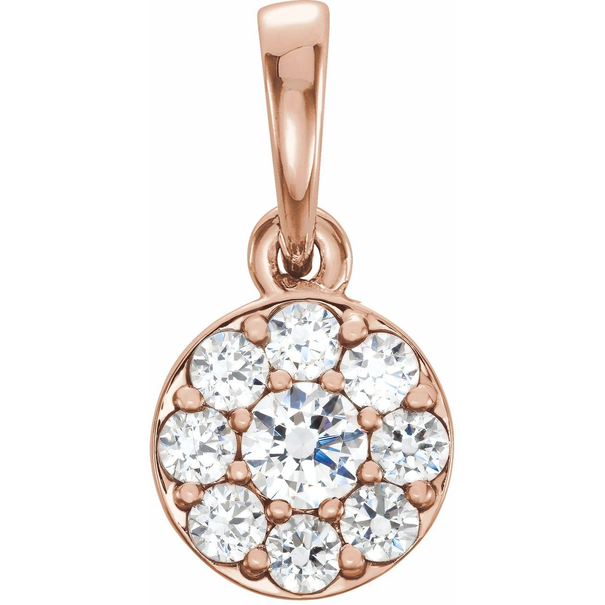 1/4 CTW Natural Diamond Cluster Pendant in 14k rose gold