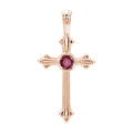 Natural Ruby Cross Pendant in 14k rose gold