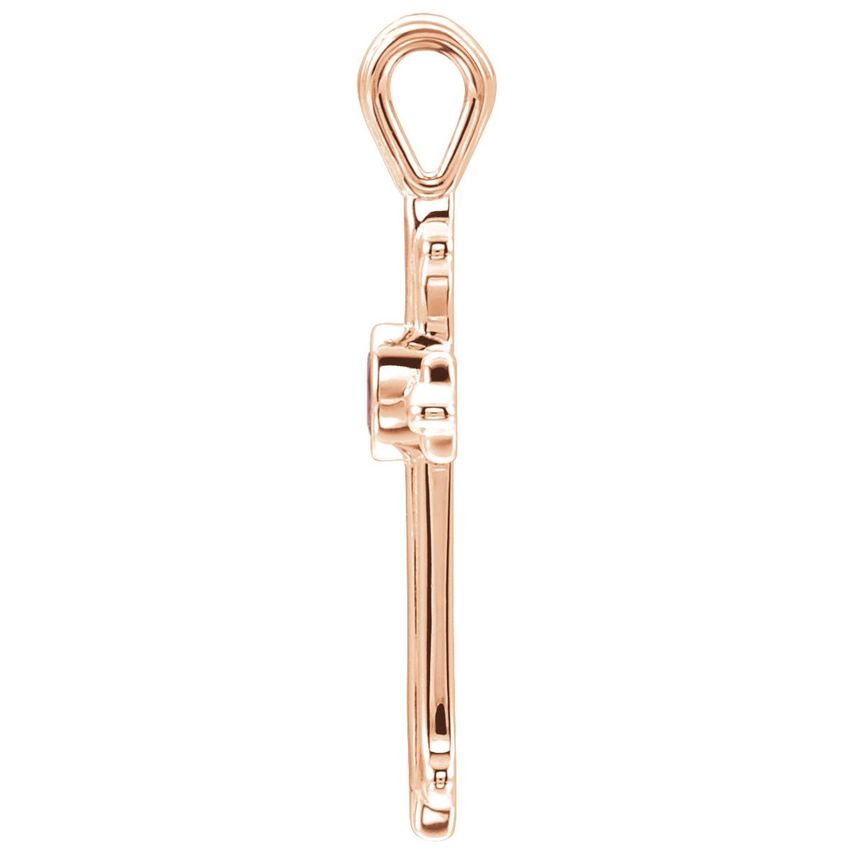 Natural Ruby Cross Pendant in 14k rose gold