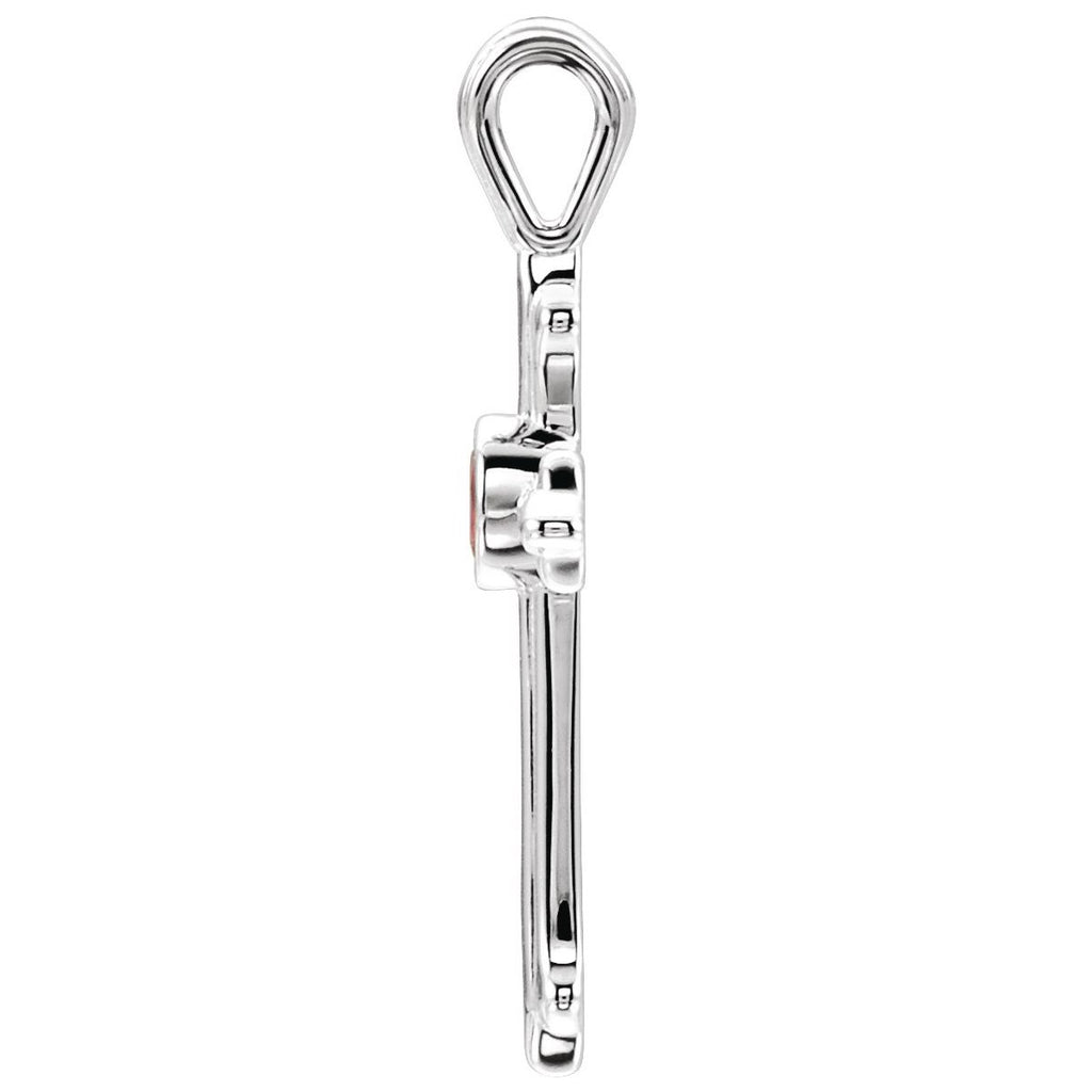 Natural Ruby Cross Pendant in 14k white gold