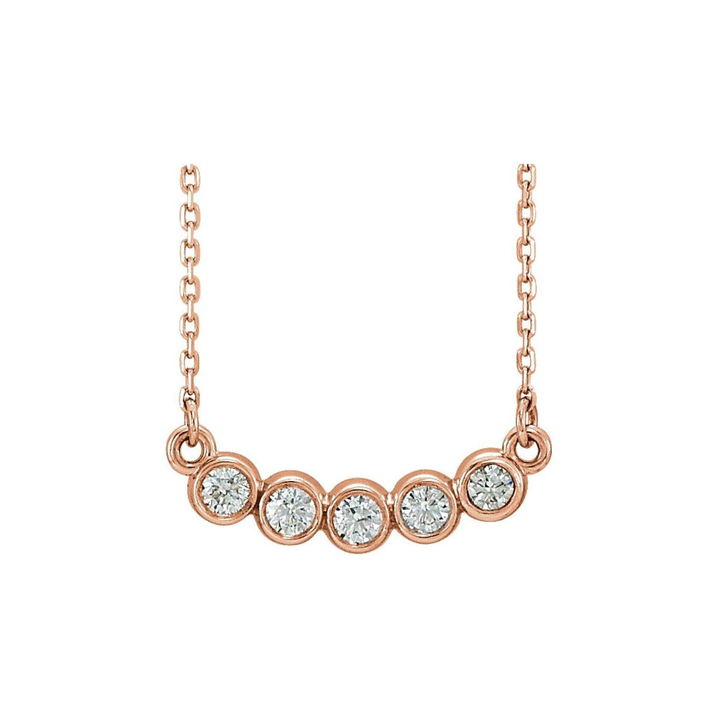 1/3 CTW Natural Diamond Bezel-Set Necklace in 14k rose gold