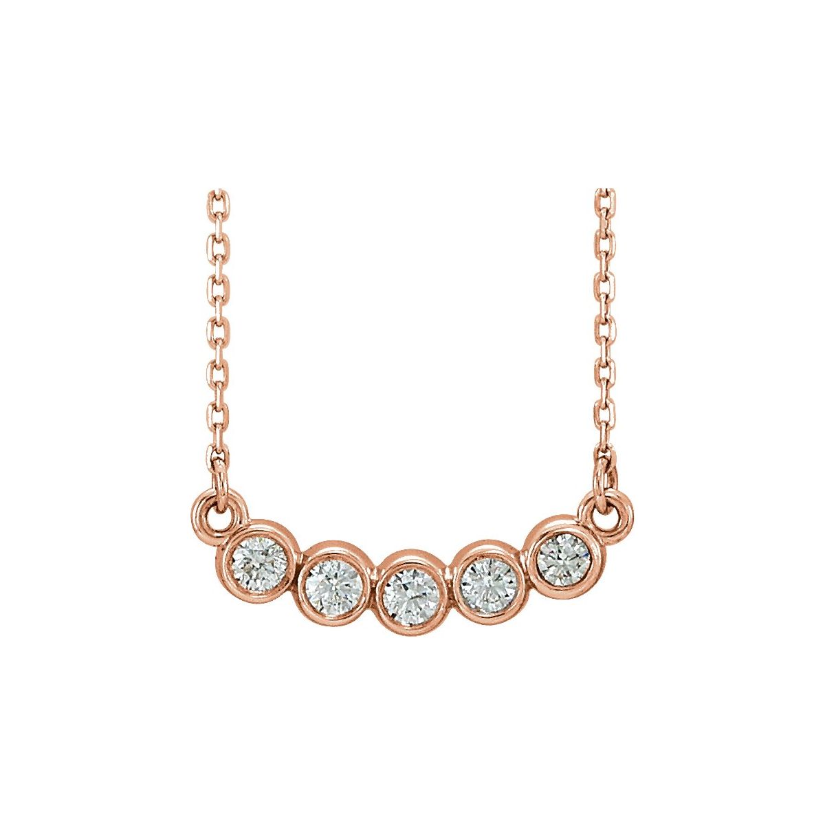 1/3 CTW Natural Diamond Bezel-Set Necklace in 14k rose gold
