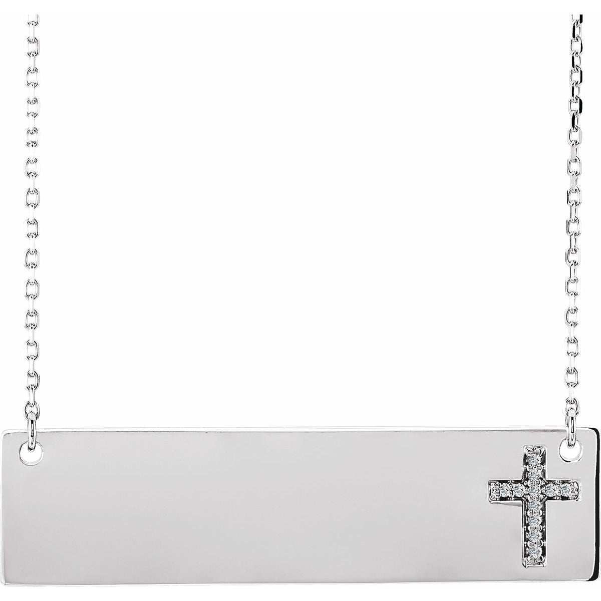 .025 CTW Natural Diamond Engravable Cross Necklace