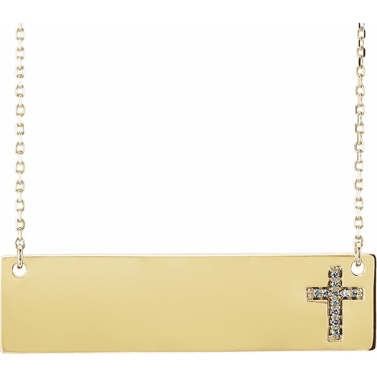 .025 CTW Natural Diamond Engravable Cross Necklace in 14k yellow gold