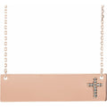 .025 CTW Natural Diamond Engravable Cross Necklace in 14k rose gold