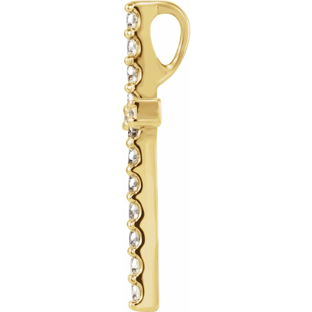 Natural Diamond Petite Cross Pendant in 14k yellow gold