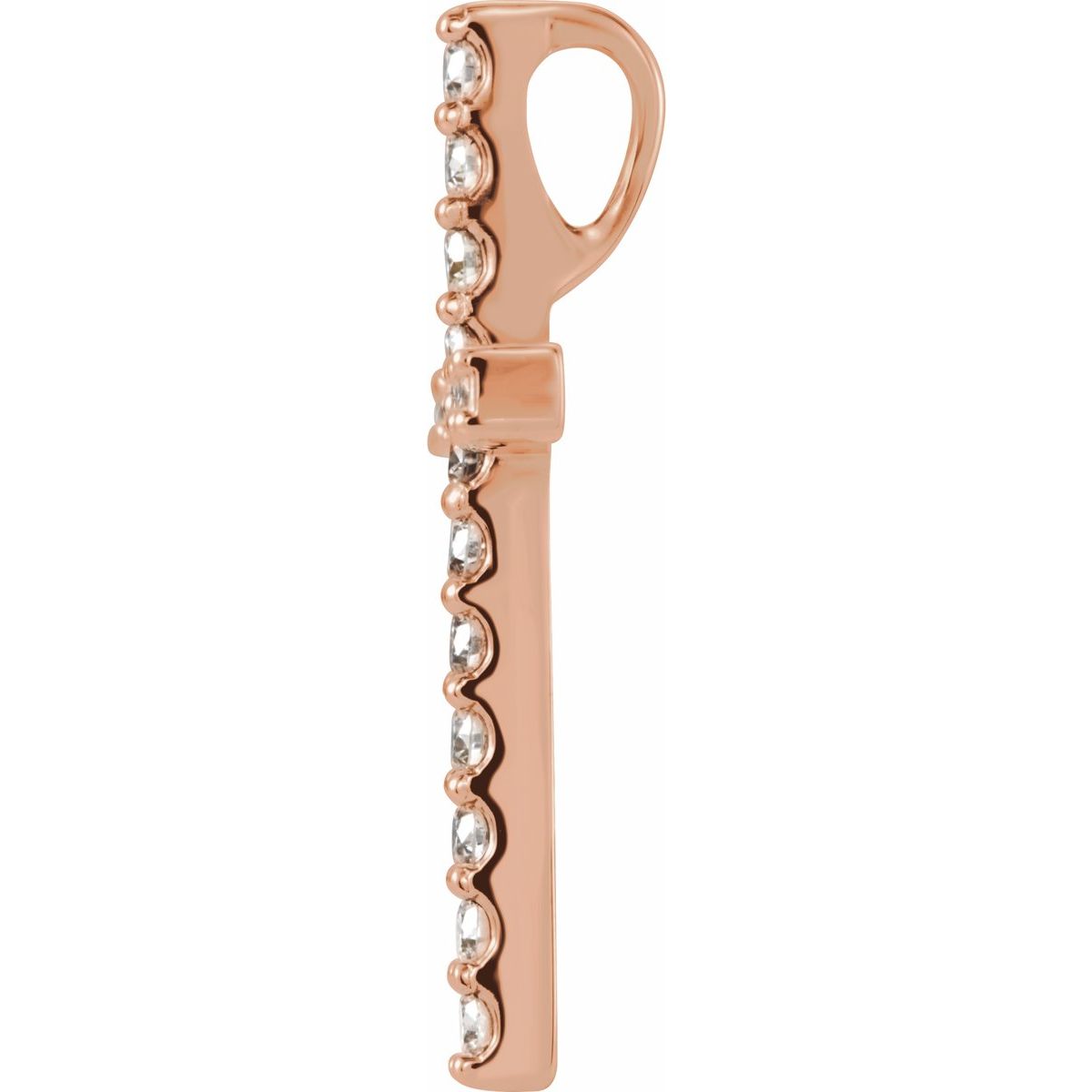 Natural Diamond Petite Cross Pendant in 14k rose gold