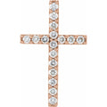 Natural Diamond Petite Cross Pendant in 14k rose gold