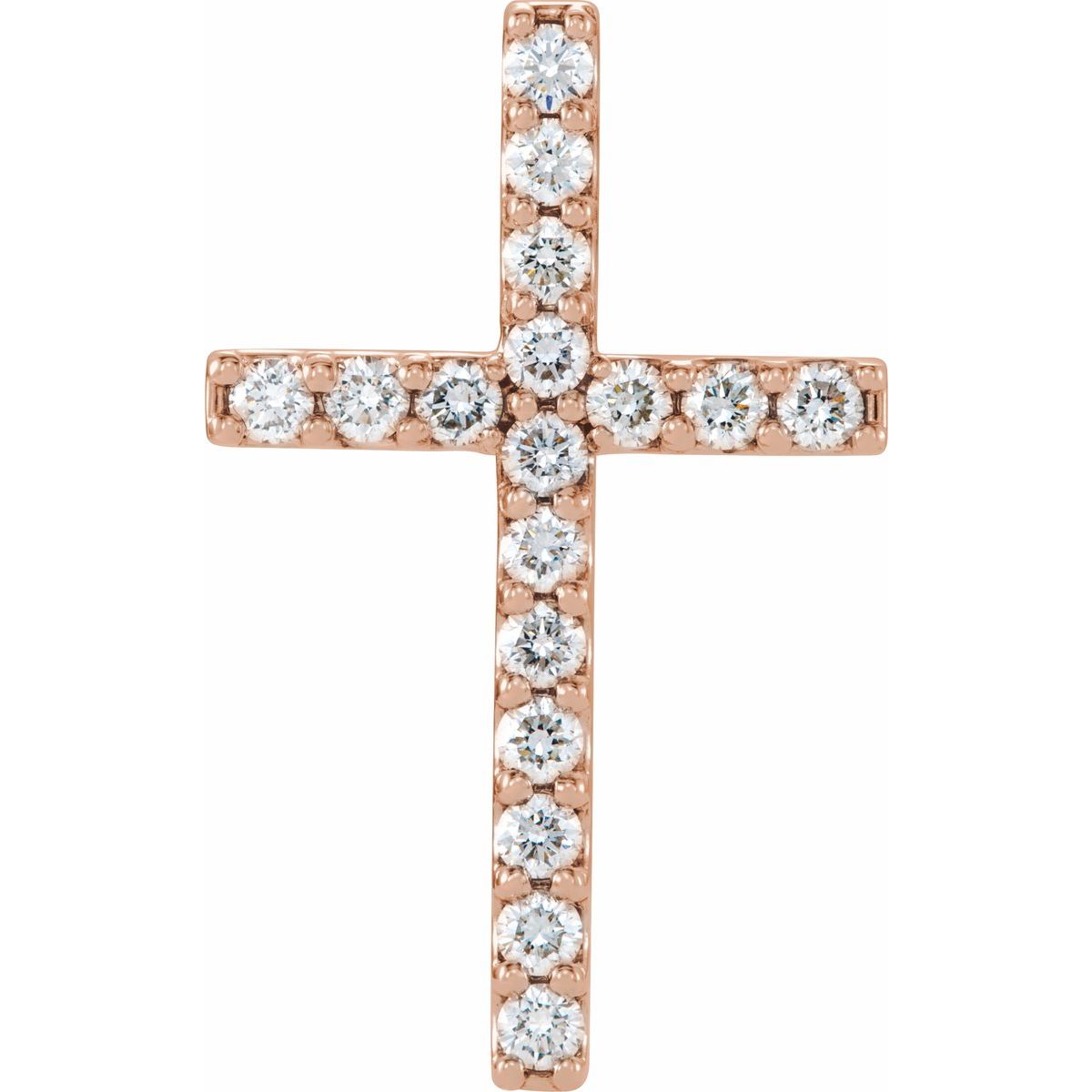 Natural Diamond Petite Cross Pendant in 14k rose gold