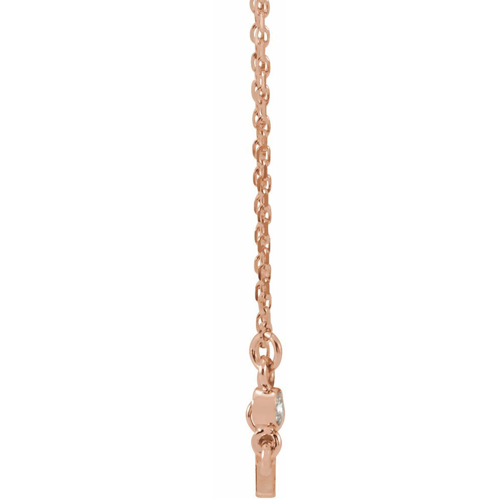 .03 CTW Natural Diamond Sideways Cross Necklace in 14k rose gold