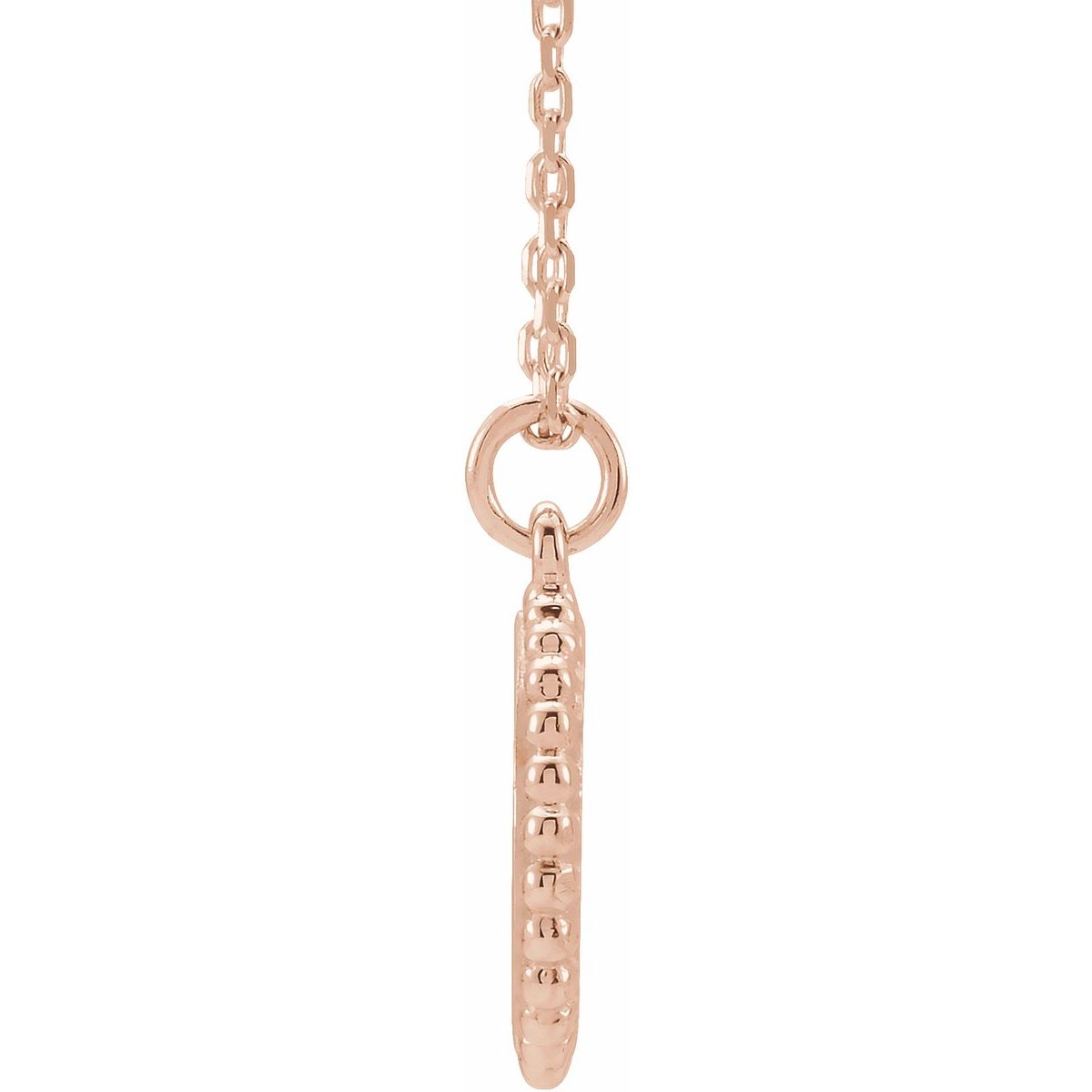 Engravable Beaded Disc Necklace in 14k rose gold