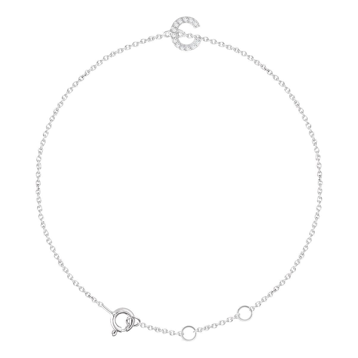 .04 CTW Natural Diamond Initial C Bracelet in 14k white gold