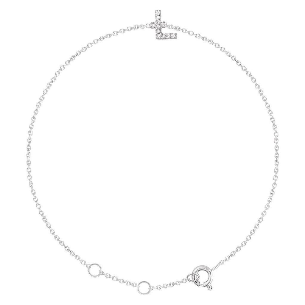 .04 CTW Natural Diamond Initial L Bracelet in 14k white gold