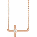1/10 CTW Natural Diamond Sideways Cross Necklace in 14k rose gold