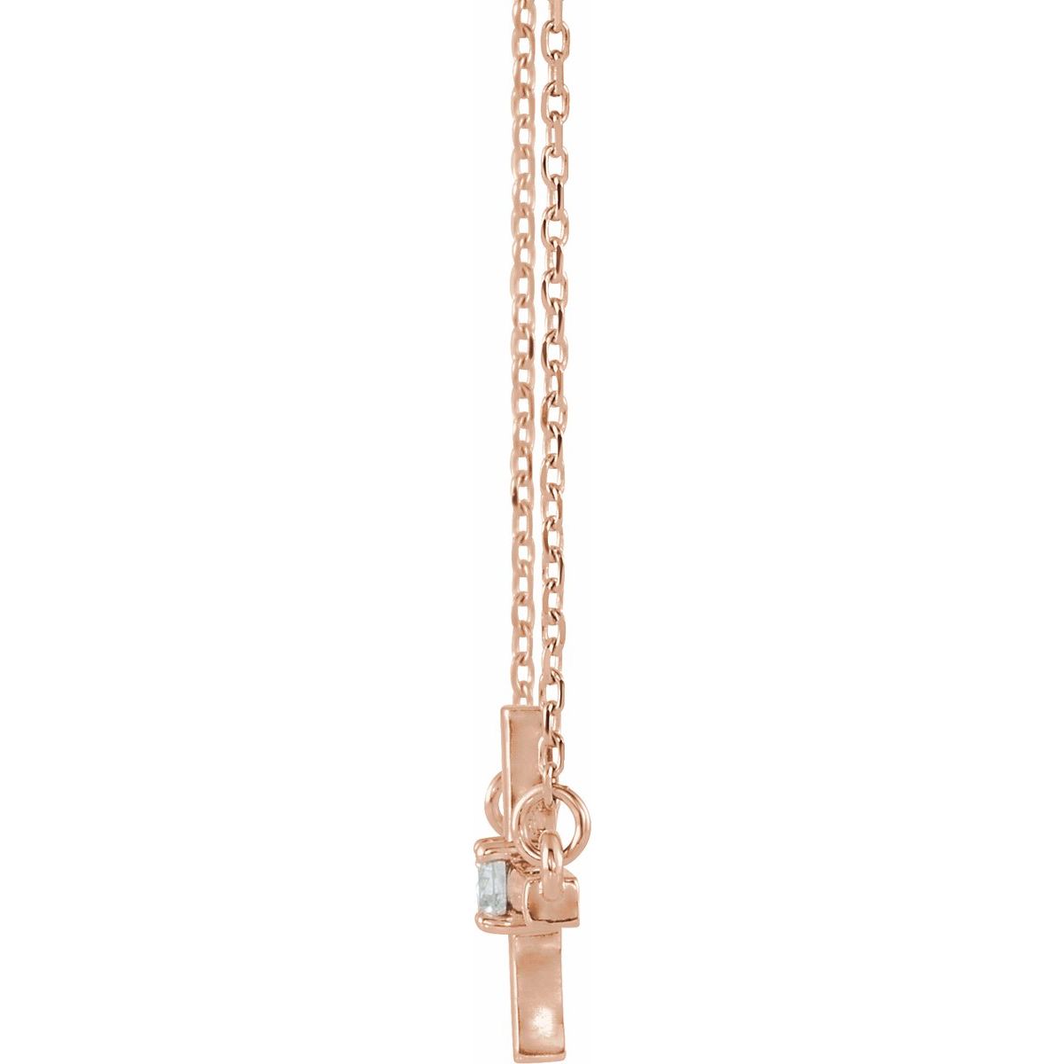 1/10 CTW Natural Diamond Sideways Cross Necklace in 14k rose gold