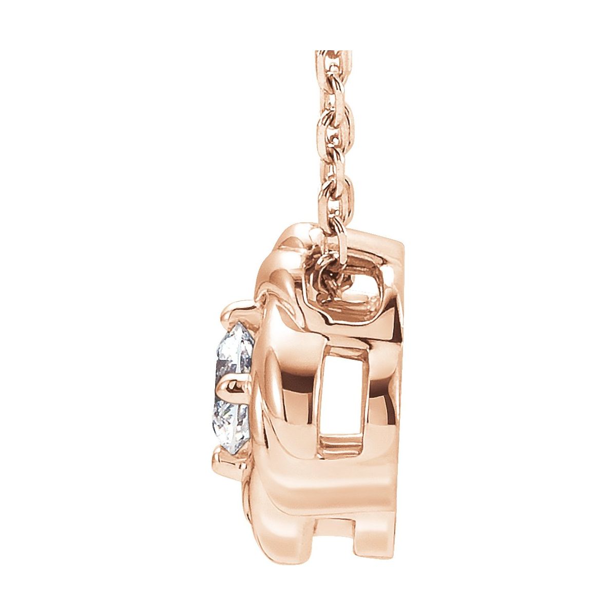 1/6 CTW Natural Diamond Knot Necklace in 14k rose gold