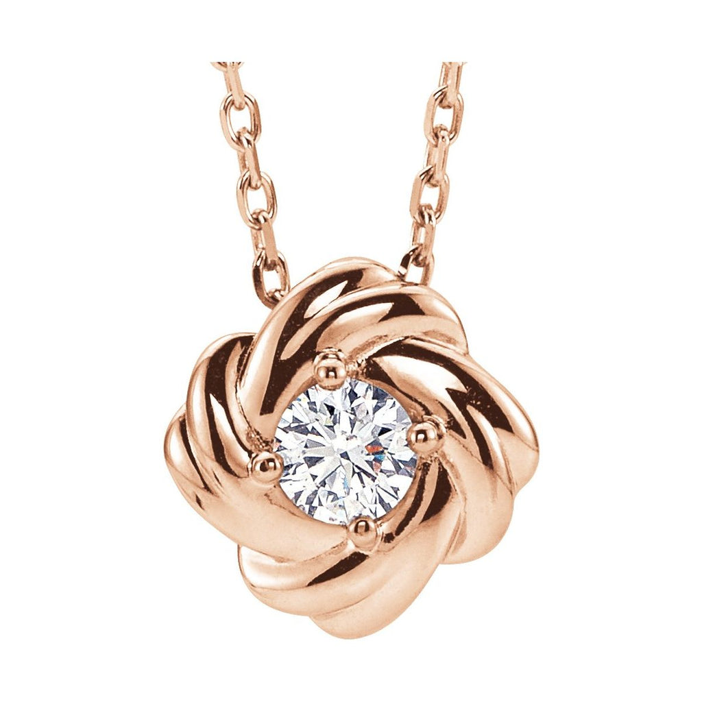 1/6 CTW Natural Diamond Knot Necklace in 14k rose gold