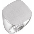 20 mm Square Signet Ring With Brush Finished Top in 14k white gold