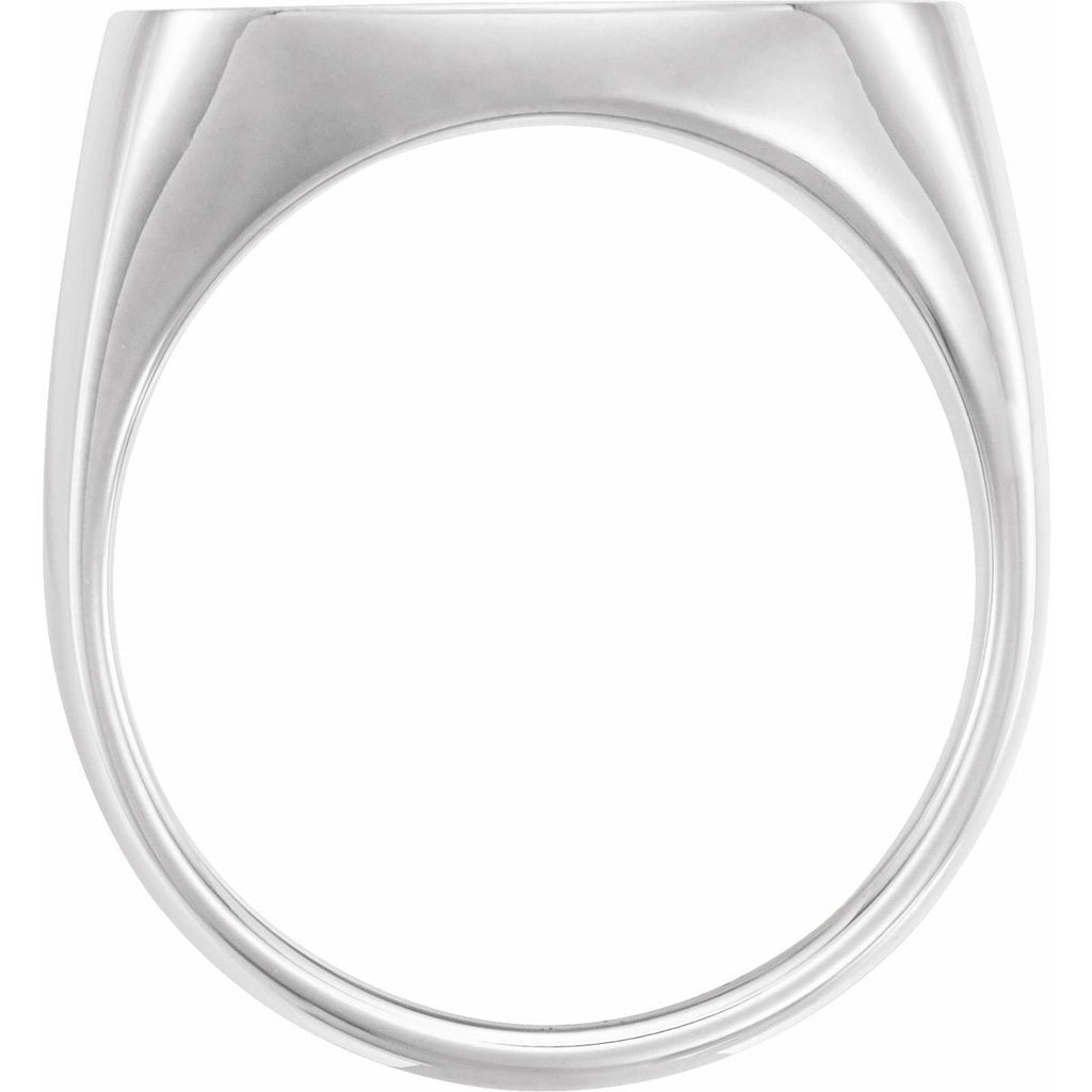 20 mm Square Signet Ring With Brush Finished Top in 14k white gold